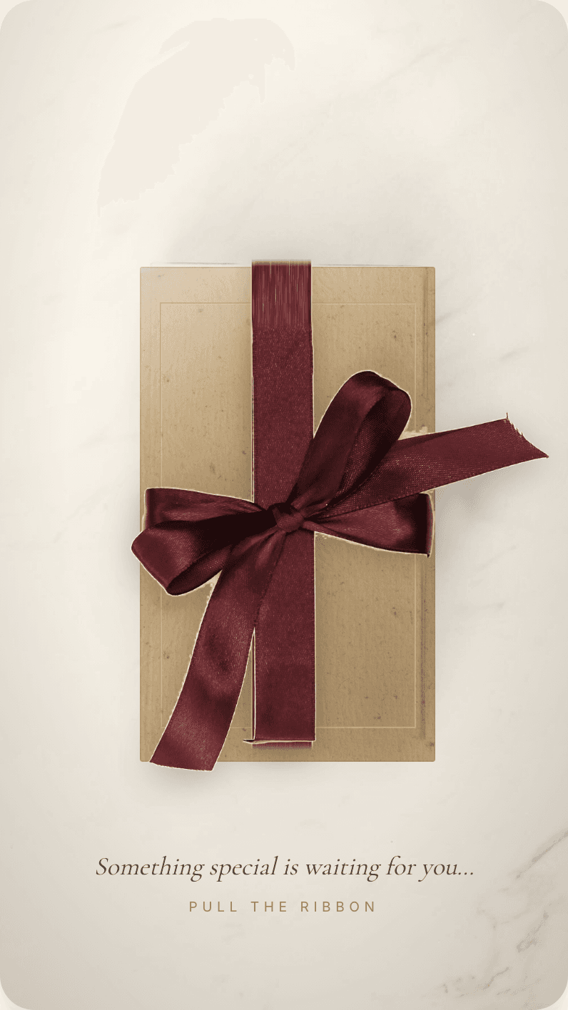 The Gift That Knows Your Name — Pull the ribbon, then open it birthday invitation design