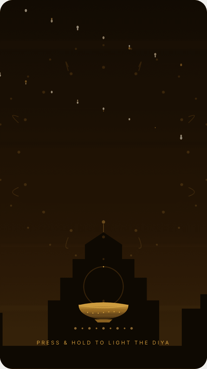 Light the Diya — Hold to light the lamp wedding invitation website design