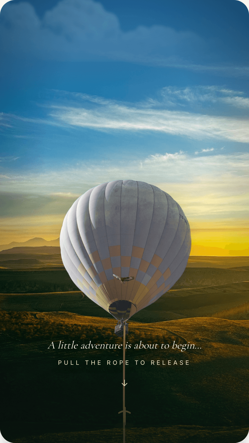 Up, Up & Away — Release the balloon and climb birthday invitation design