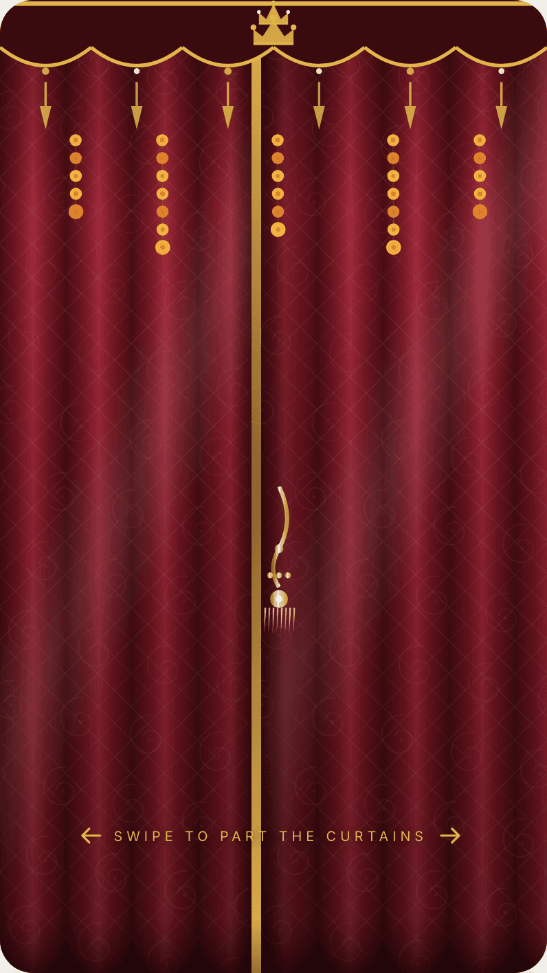 Royal Curtains — Part the velvet curtains wedding invitation design
